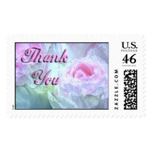 Wet Pastel Pink Roses, Thank You Stamps