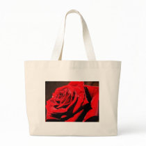 Wet Red Rose Tote Bags