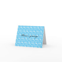 Wet snowflakes on blue greeting cards