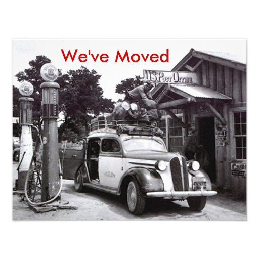 We've Moved Announcement Retro Packed Car & PO