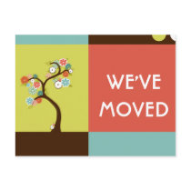 we've moved announcement : retro tree post cards