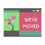 we've moved announcement : retro tree postcards