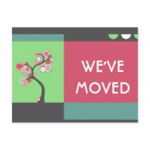 we've moved announcement : retro tree postcards