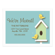 We've Moved Birdhouse New Address Postcard