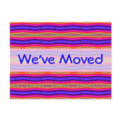 We've Moved bright pink blue Post Cards by DonnaGraysonAbstract