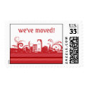 We've Moved City Skyline Postage postage