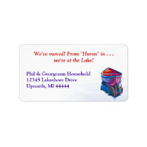 We've moved! Custom Red Canoe Address Label labels