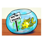 We've Moved funny cute goldfish fish tank cartoon Personalized Announcement