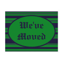 We've Moved green blue stripes Postcard