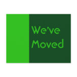 we've moved green postcards