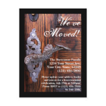 We've Moved, Rustic Door Moving Postcard