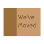 Weve Moved simple brown postcards