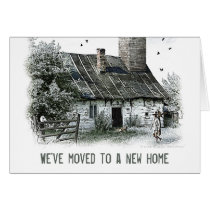 we have a new address, we have moved, new house, new home, hausewarming, moving house, house warming party, relocating, fairy house, change of address, moving, moving notice, dreams, fairytales, cool, we moved, state, new address, home, template, houk, unique, Card with custom graphic design