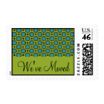 We've Moved Turquoise Green postage