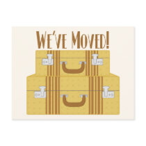 We've Moved - Vintage Suitcases with Stars Postcard