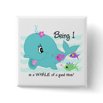 Whale 1st Birthday Pin