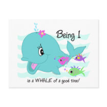 Whale 1st Birthday postcards