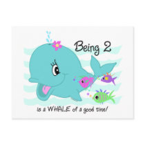 Whale 2nd Birthday postcards