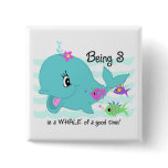 Whale 3rd Birthday Button