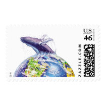 whale and earth design postage