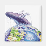 whale and earth design refrigerator magnet