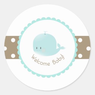 Whale Baby Shower Cupcake Topper/Sticker