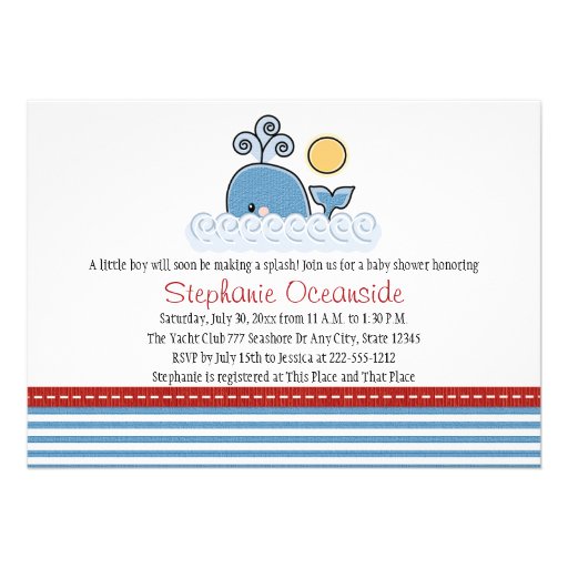 Whale Baby Shower Invitations (front side)