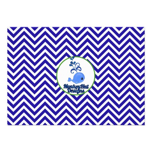Whale Baby Shower Invitations Chevron Blue Green