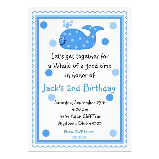 Whale Birthday Invitations