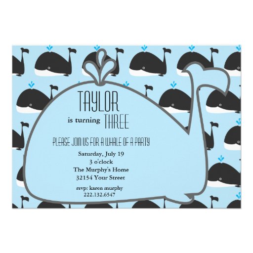 Whale Birthday Party Invitation
