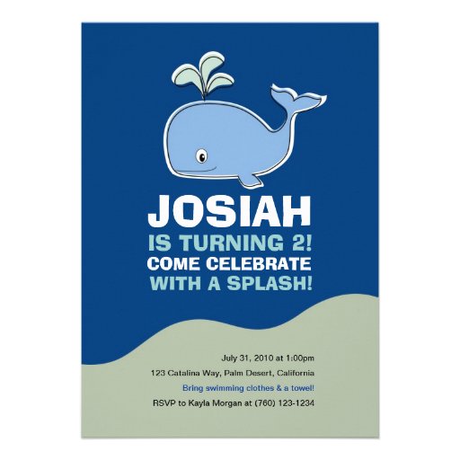 Whale Birthday Party Personalized Invites