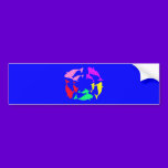 Whale Circle on Ocean Blue Background bumper stickers