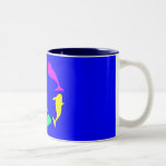 Whale Circle on Ocean Blue Background mugs