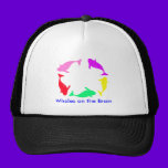 Whale Circle on Ocean Blue Background hats