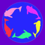 Whale Circle on Ocean Blue Background stickers