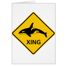 Whale Crossing Highway Sign Cards