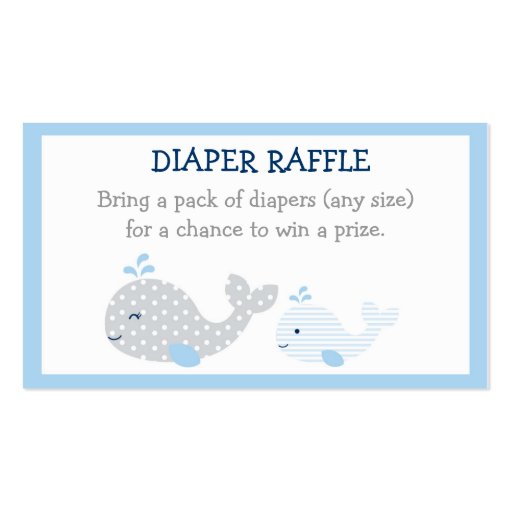 Whale Diaper Raffle Tickets Business Card (front side)