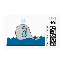Whale of a Party - Third Birthday Stamp by BirthdayStampStore Whale of a Party - Third Birthday Stamp