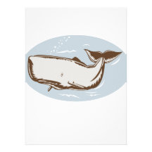 Whale Retro Woodcut Custom Announcements