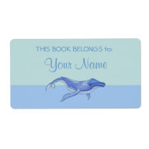 Whale solo Bookplate Sticker Label labels