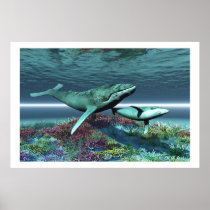 whale, ocean, sea, creature, humpback, sperm, cow, calf, cetacean, orca, animal, beautiful, blue, mammal, concept, conceptual, killer, exploration, free, lonely, life, splash, splashing, swim, tropical, underwater, water, reefs, Poster with custom graphic design