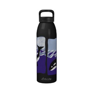Whale Swimming in the Ocean Whimsical Cartoon Art Drinking Bottle
