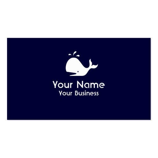Whale symbol navy blue custom business cards
