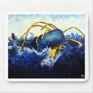 Whale vs Colossal Squid Original Fine Art Painting mousepad