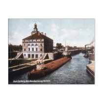 Whaleback at the Sault - Vintage Postcard