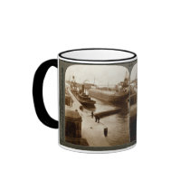 Whalebacks in the Soo Locks, Sault Ste. Marie, MI mugs by scenesfromthepast Whalebacks in the Soo Locks, Sault Ste. Marie, MI mugs