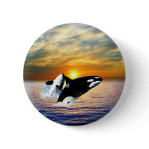 Whales at sunset buttons