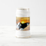 Whales at sunset coffee mug