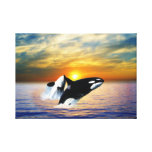 Whales at sunset gallery wrap canvas
