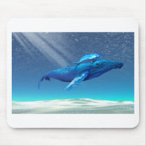 animal, background, beautiful, blue, brave, challenge, clear, mammal, concept, conceptual, escape, exploration, flee, flying, free, freedom, isolated, liquid, lonely, motion, move, splash, splashing, spring, swim, tropical, underwater, water, whale, ocean, sea, creature, humpback, sperm, cow, calf, reefs, Mouse pad with custom graphic design